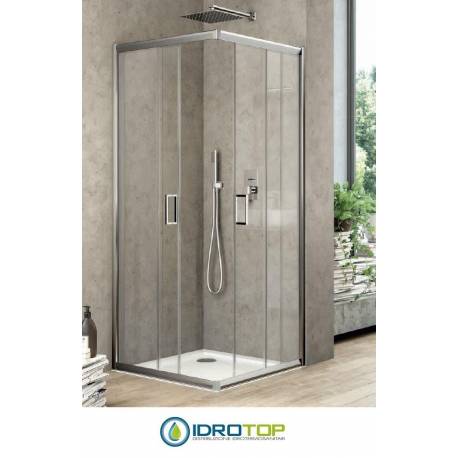 Box Doccia 80x80 Cristallo.Box Doccia Quadrato 80x80 Cristallo Trasparente 6mm Telaio Cromato