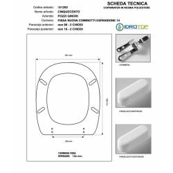 Copriwater Pozzi Ginori CINQUECENTO AZZURRO SUSSURRATO  Cerniera Cromo-Sedile-Asse Wc 