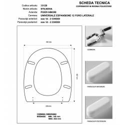 Copriwater Pozzi Ginori STILE-STILNOVA NOCE   Cerniera Cromo-Sedile-Asse Wc 